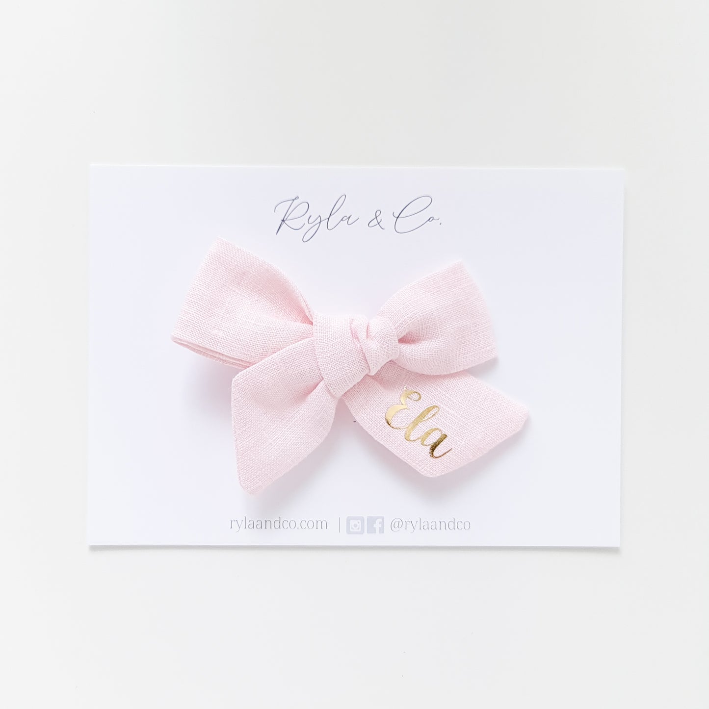 Personalised Classic Linen Bow | Soft Pink