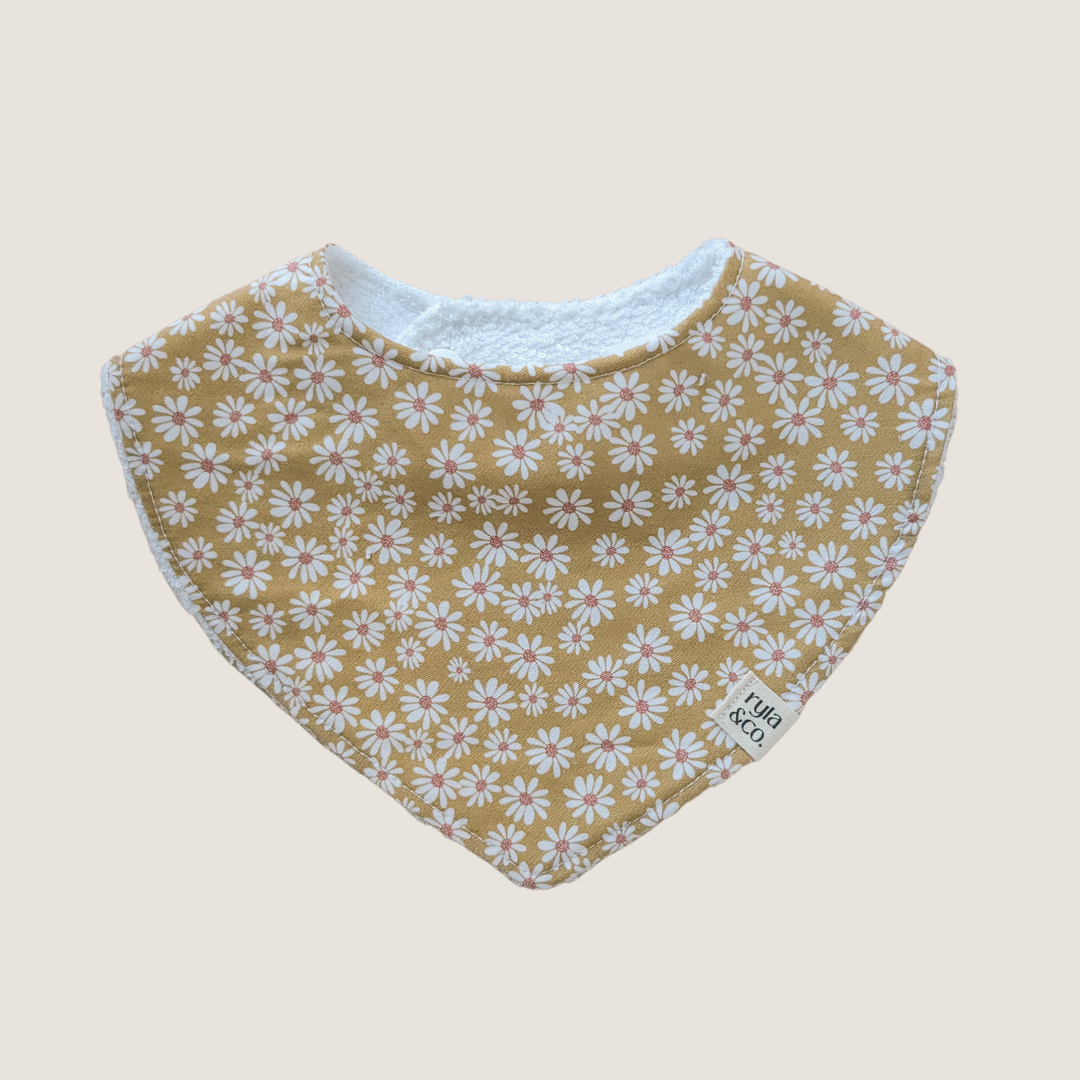 Dribble Bib Cotton Bamboo | Mustard Daisies