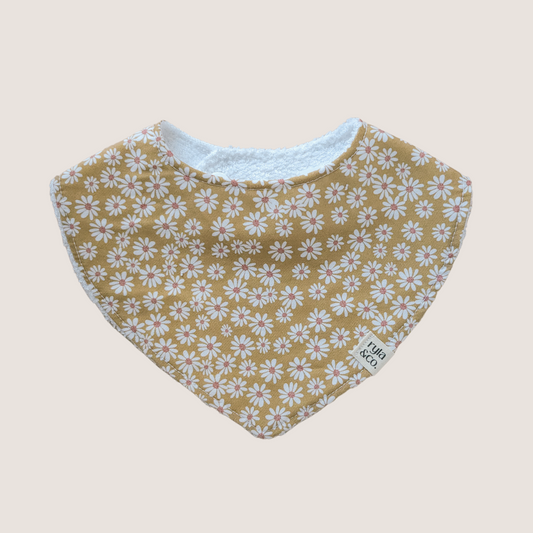 Dribble Bib Cotton Bamboo | Mustard Daisies