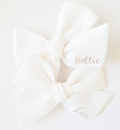 Personalised Large Bow | White