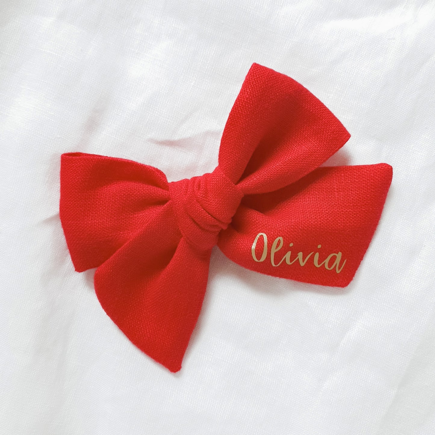 Personalised Large Linen Bow | Red