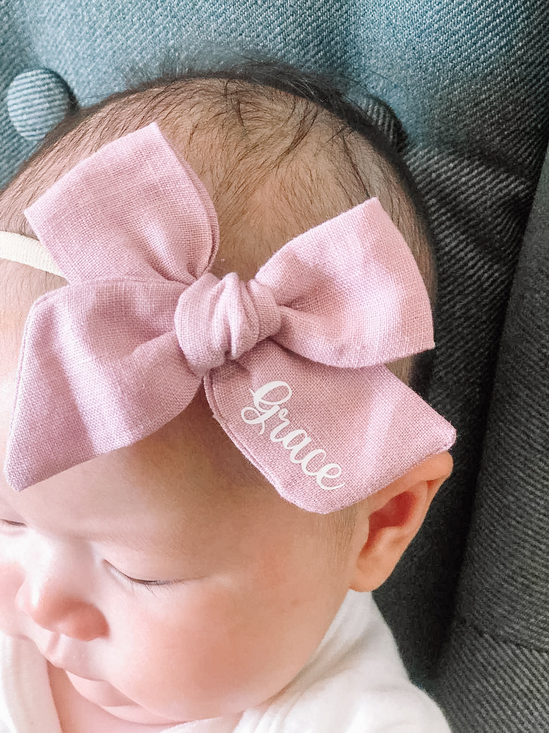 Personalised Classic Linen Bow | Rose Pink