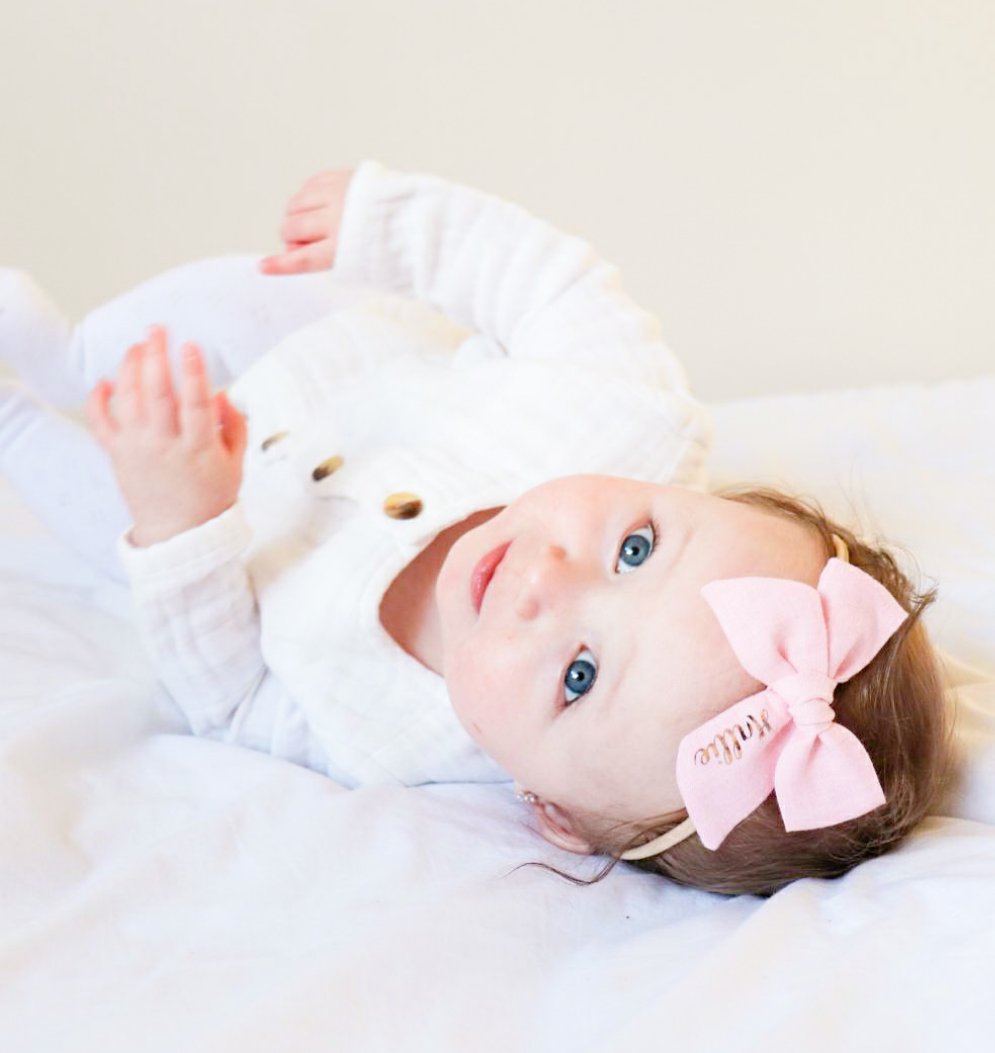 Personalised Classic Linen Bow | Peony