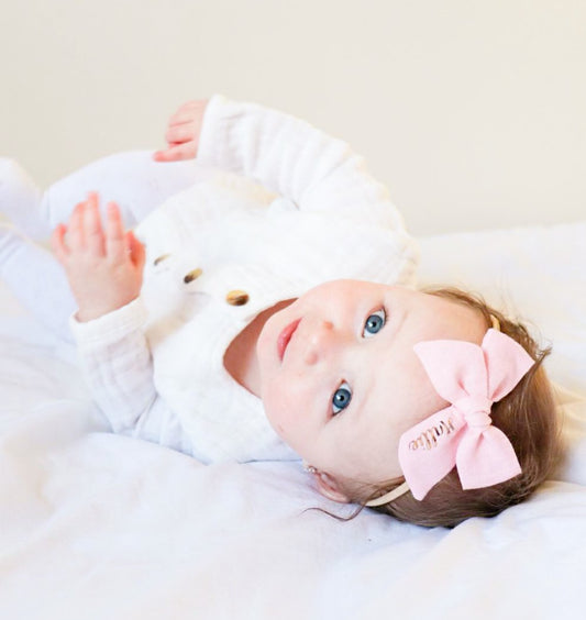 Personalised Classic Linen Bow | Peony